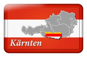 Österreichfahne mit Landkarte Kärnten und Landesfarben