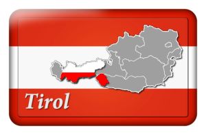 Österreichbutton mit Landkarte Tirol und Landesfarben