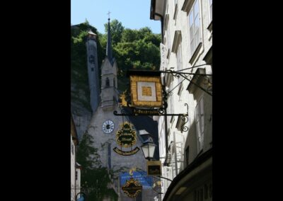 Sbg - Salzburg - Schild vom Hotel Goldener Hirsch